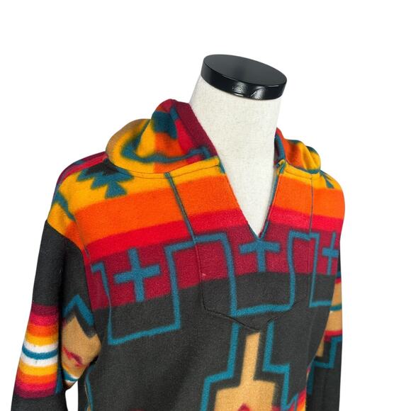 El Paso Southwestern Fleece Hoodie Men’s Large Multi Aztec Long Sleeve Pullover - Picture 2 of 10